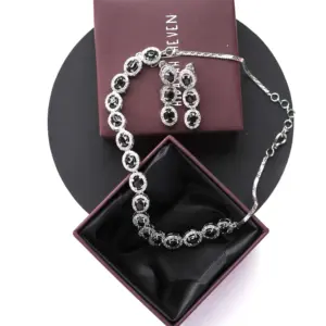 Hidayah Heven American Diamond Necklace Set with Matching Long Earrings