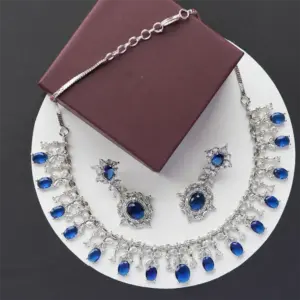Hidayah Heven Trendy American Diamond Necklace Set with Earrings – Perfect for Gifting